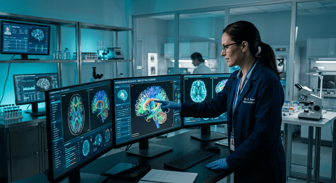 Brain scan imagery illustrating neural research